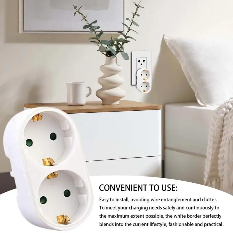 2 In 1 EU Plug Socket Adapter German Standard Power Conversion Plug Germany Type Socket EU Standard Wireless Extended Sockets