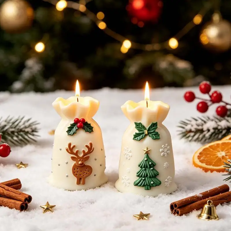 Wiederverwendbare Weihnachtssack-Silikonform, leicht zu entformendes Design für DIY-Kerzen-Hängedekoration, Weihnachtsfest- und Heimkunst-Bastelwerkzeuge – Detail 3