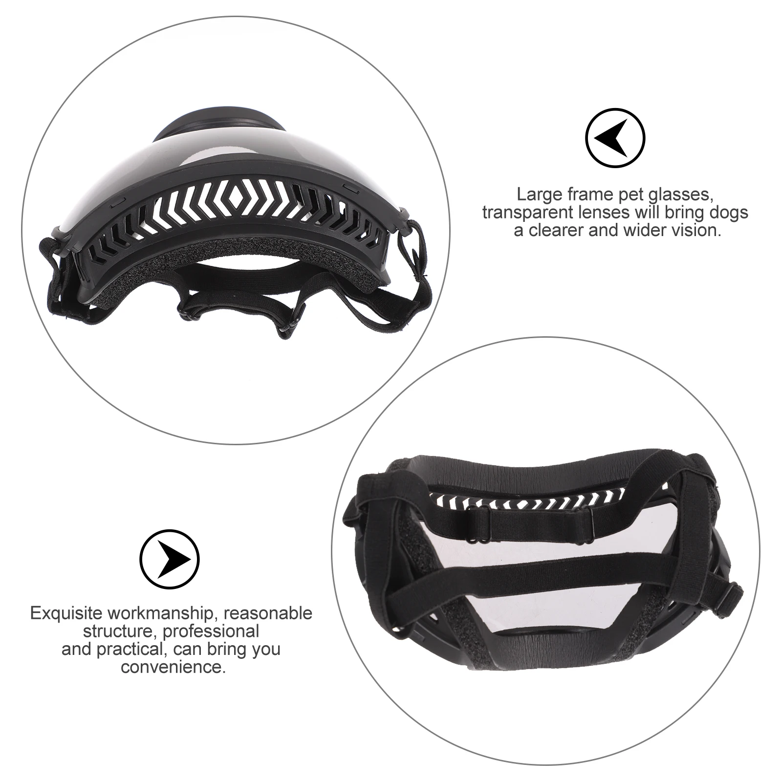 

Dog Sunglasses Large Frame Transparent Lenses TPU PC Material Goggles for Medium Large Breeds Windproof Accessories Pet Supplies