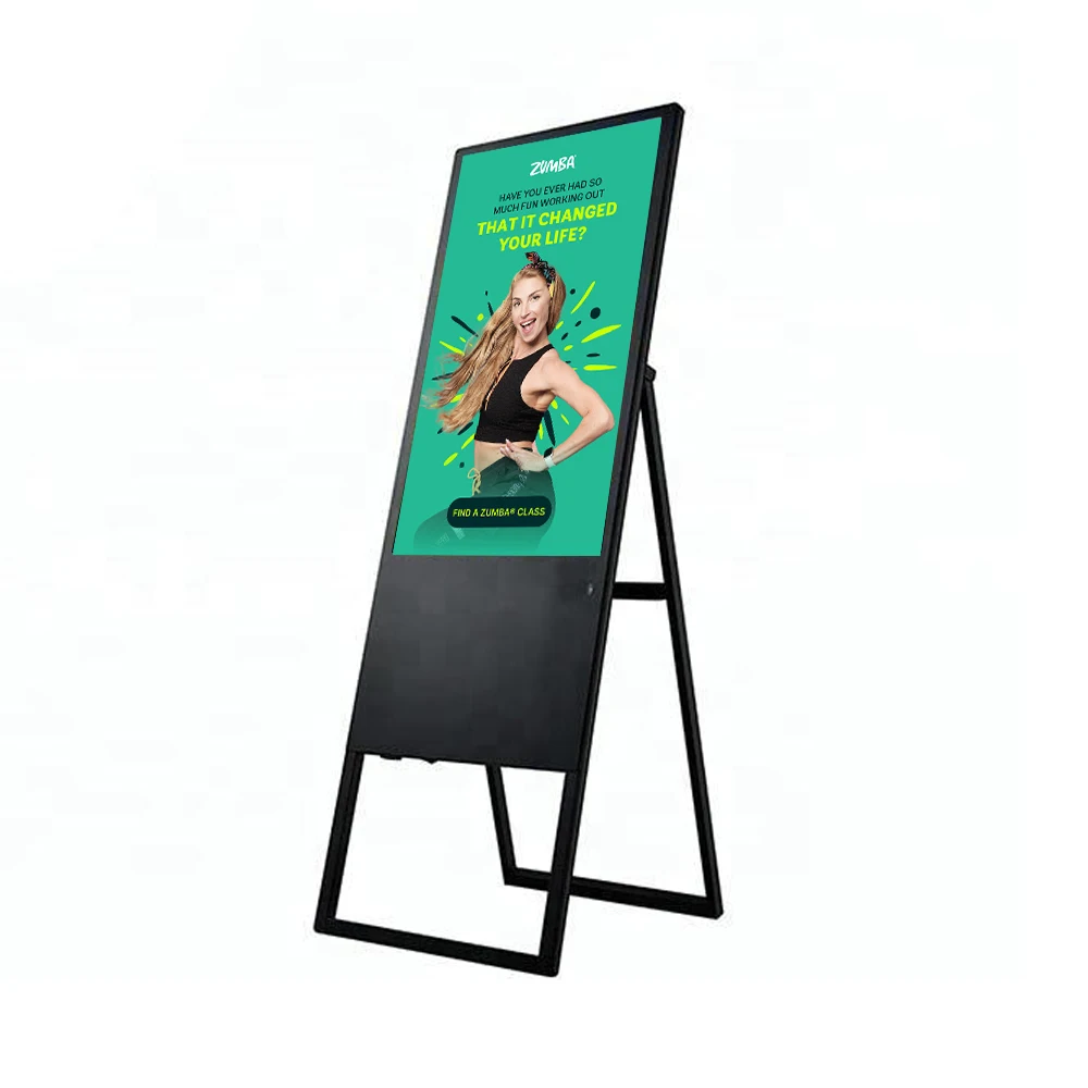 

55-Inch Indoor Metal Stand Moveable LCD Kiosk Screen Media Player Foldable Signage Digital Poster TFT LED Advertising Display