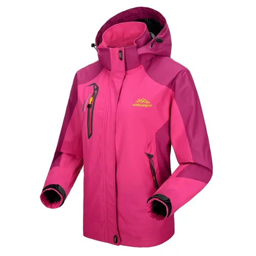 Imagen 2 del producto Chaqueta de Trekking para mujer, abrigo de lluvia para senderismo al aire libre, cortavientos impermeable con capucha, Camping, ciclismo, escalada, cálido, otoño