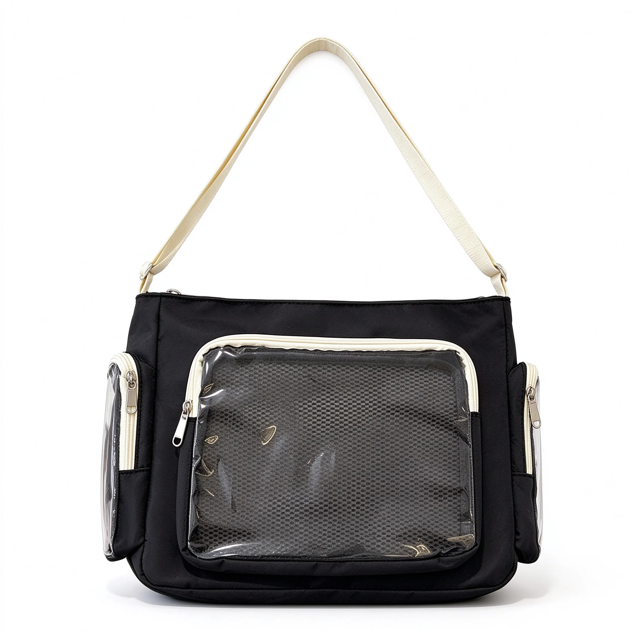 Yellow Blue Black Beige Window Ita Bag Black Crossbody Messenger Transparent Display Large Capacity Purse for Girls Students