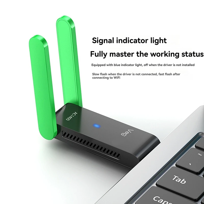 Receptor Wifi 5G, adaptador WIFI Bluetooth de doble banda, antena de tarjeta de red USB3.0 inalámbrica de 1400M para PC/portátil Win10