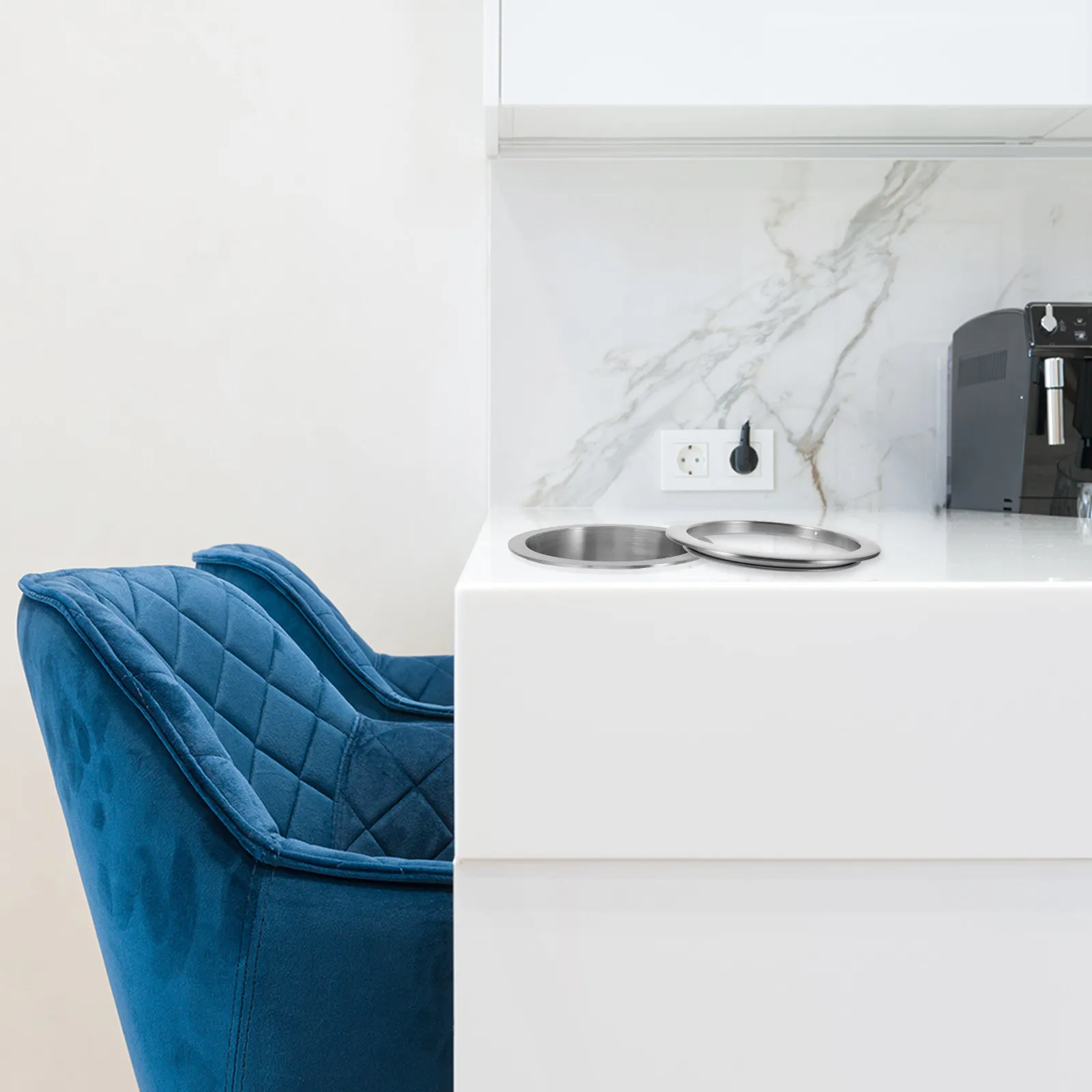 Trash Grommet Embedded Waste Lid Stainless Steel Round Countertop Garbage Chute Recessed Kitchen Cabinet Cover