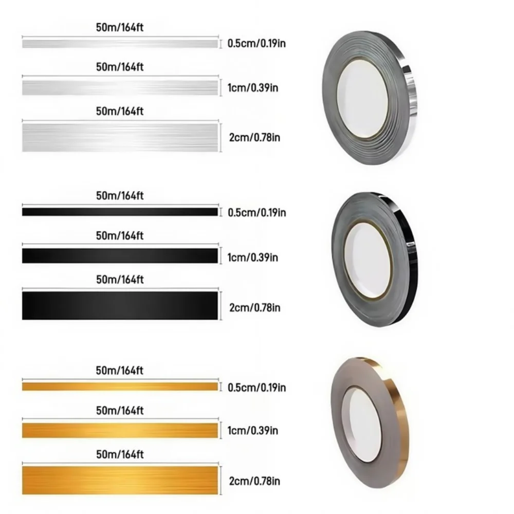 1 لفة 50mX0.5/1/2 سنتيمتر ذاتية اللصق جدار ديكور المنزل بلاط طبقات جميلة ملصقات جدار ، شرائط الزخرفية مقاومة للاهتراء #2