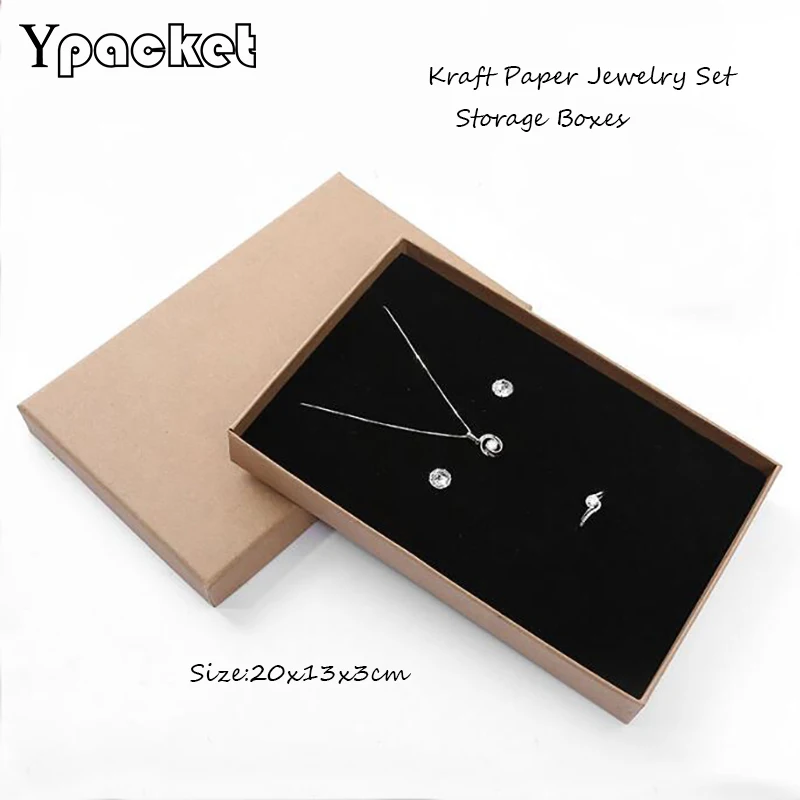 Black Box For Jewelry Big Size Brown Jewery Organizer Box Pendant Necklace Bracelet Ring Earring Party Wedding Gift Packing Case