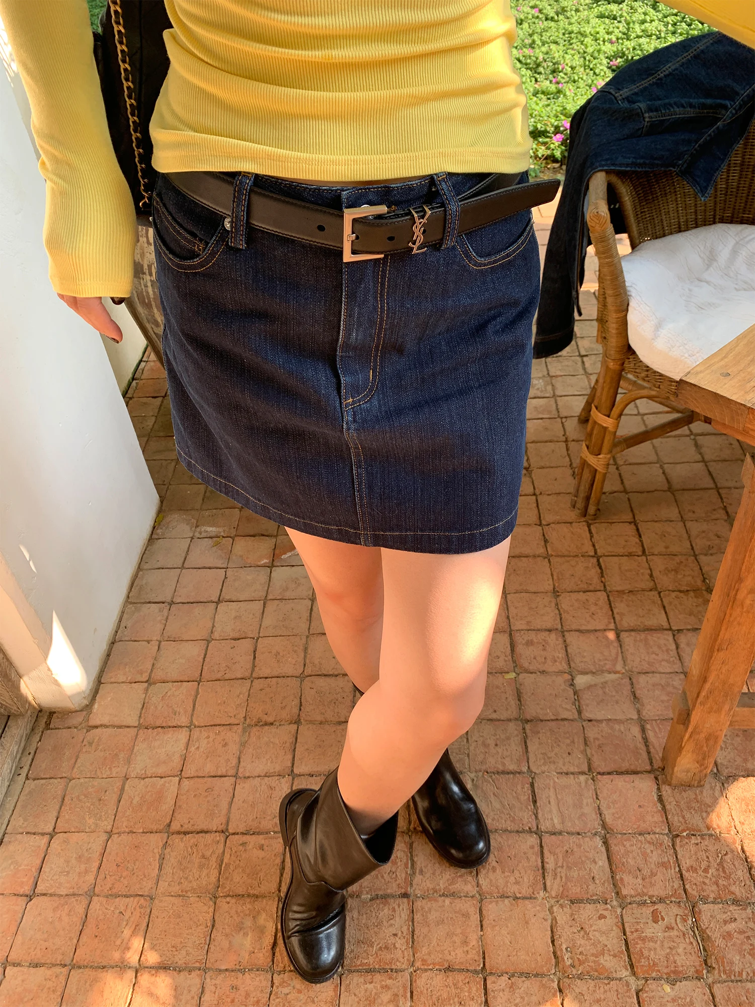 

Юбка А-силуэта с высокой талией, женская джинсовая, свободного кроя, из чистого хлопка, винтажная синяя, повседневная, весенне-летняя, для города и на каждый день