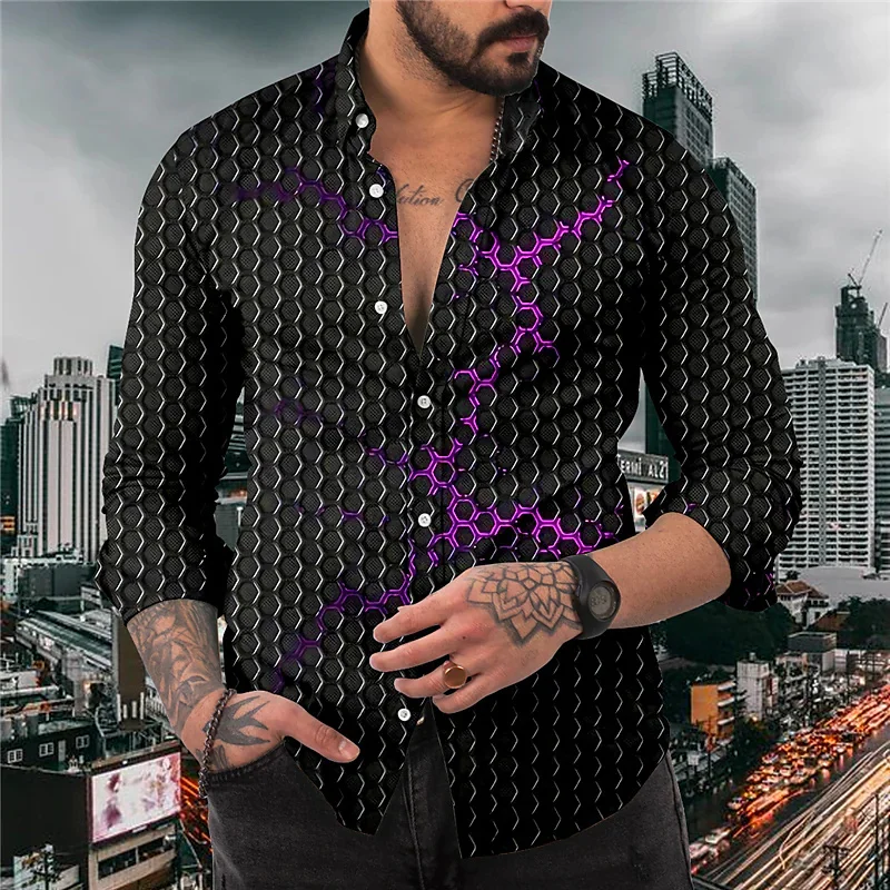 Camisa de malla con solapa para hombre, traje de calle a la moda para primavera y verano, tela suave y cómoda de alta calidad para exteriores, novedad de 2023