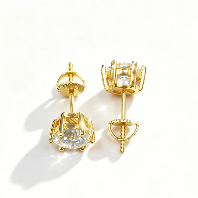 Unisex 925 Silber 6-Krappen-Ohrstecker mit rundem Moissanit (Erhältlich in 0,1 ct, 0,3 ct, 0,5 ct, 1 ct und 2 ct) – Detail 3