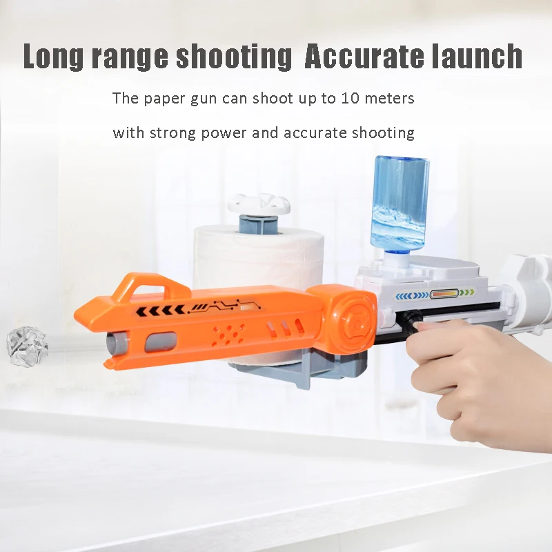 Children Toilet Paper Emitter Roll Paper Gun Wet Wipes Toilet Paper Gun Toy For Children Handheld Shooting Toy Chasing Toys