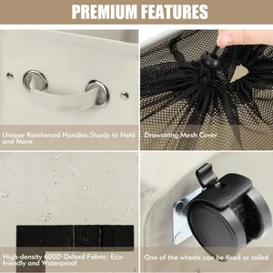 1/2/3 Buah Keranjang Cucian Kotor dengan Roda Keranjang Cucian Lipat Organizer Pakaian Rumah Tangga Keranjang Penyimpanan Peralatan Tikar Yoga 10 wadah cucian penjualan terbaik - №