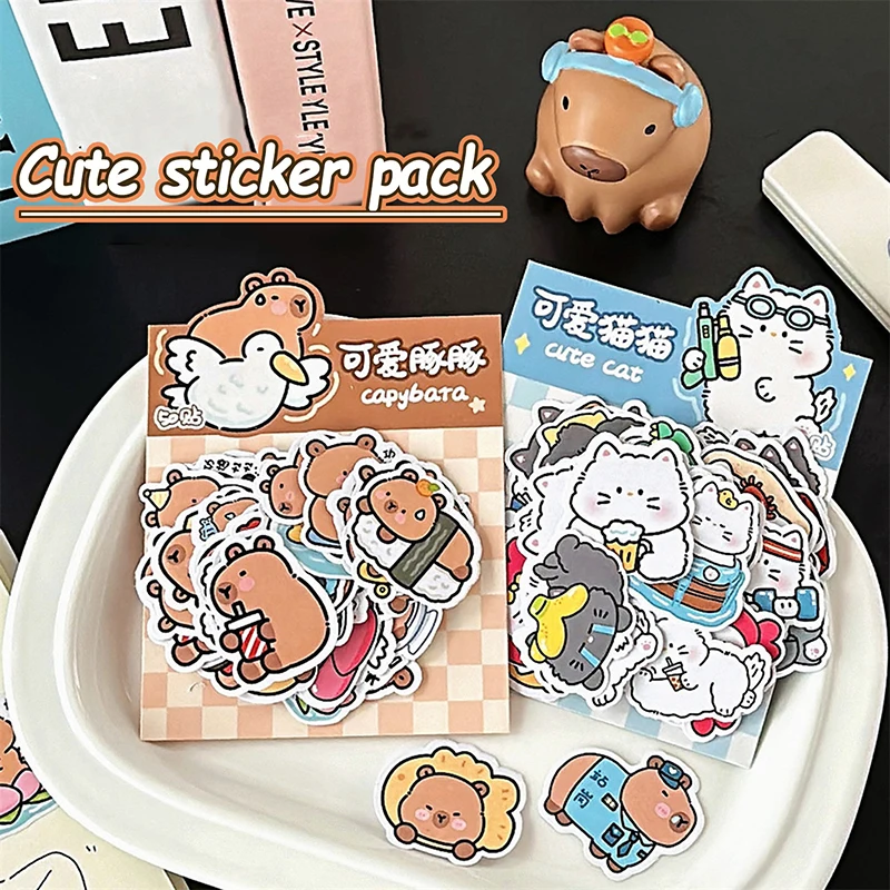 50Sheets Cute Cartoon Special-shaped Cat Capybara Sticker Waterproof Phone Case Stickers Graffiti Decals DIY Decoration Sticker