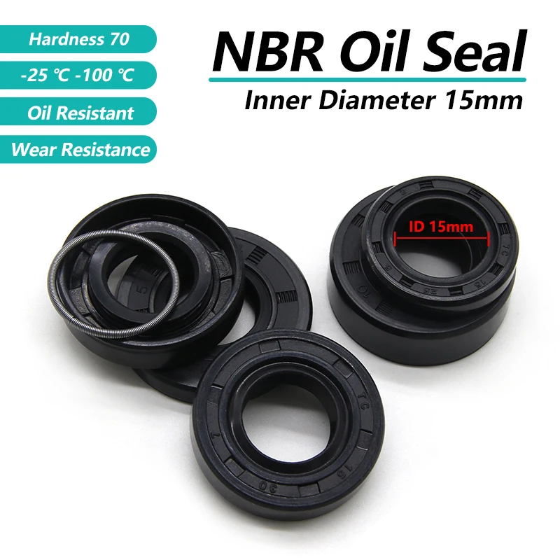 

2/5/10pcs ID15mm NBR Oil Seals TC-15*21/22/24/25/26/28/30/32/35/40/42*4/5/7/8/10mm Nitrile Rubber Shaft Double Lip Seal Gaskets