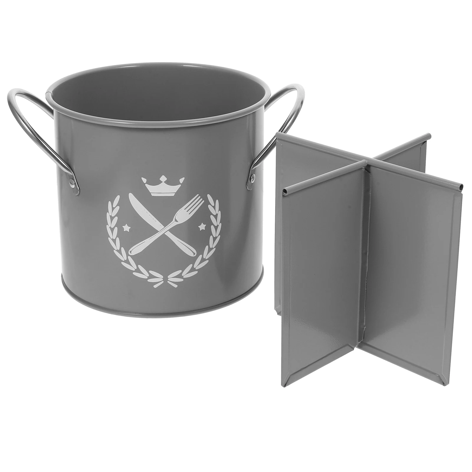 

【】Metal Cutlery Holder Kitchen Utensil Organizer Drain Rack Storage Bucket Tableware Holder Compartment Kitchenware Container