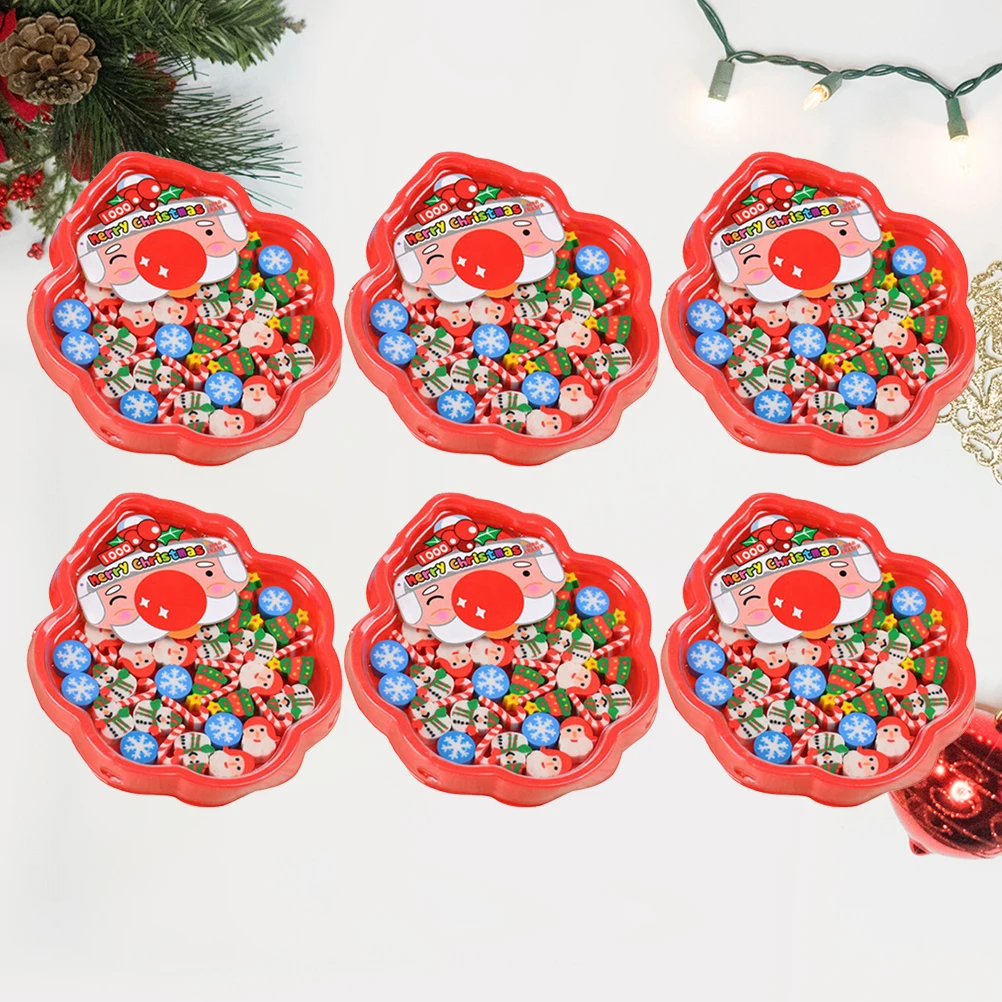 

6Pcs Durable Creative Christmas Erasers Santa Claus Shaped for Kids Party Favors Gifts Students Office Supplies Red