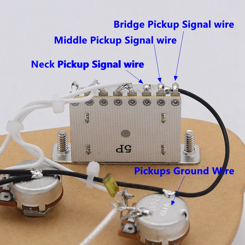 1 Set SSH Electric Guitar Wiring Harness ( 3x 500K Pots + 5-Way Switch + Jack ) for ST  Guitar Kit