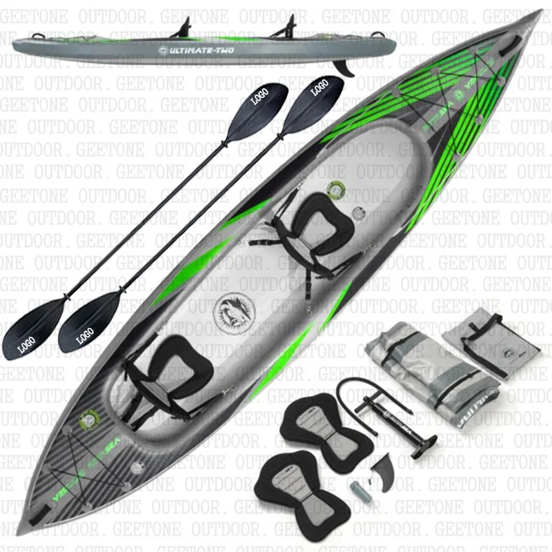 1 2 Person Inflatable Dropstitch Kayak Fishing Inflatable Kayak PVC Double Layer Folding Paddle Boats PVC China Custom