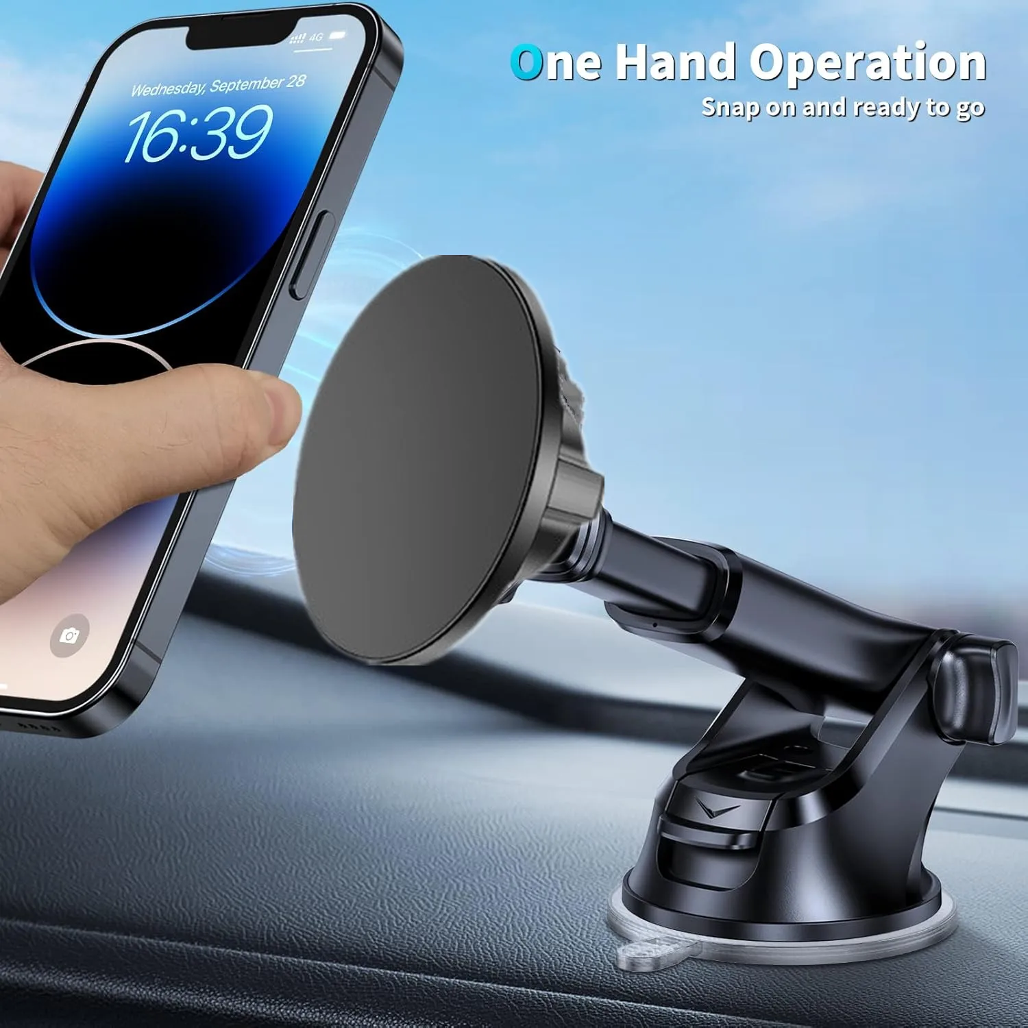 

360° Rotation Sucker Magnetic Car Phone Holder For Magsafe iPhone Samsung Xiaomi Dashboard Windshield Adjustable Stand