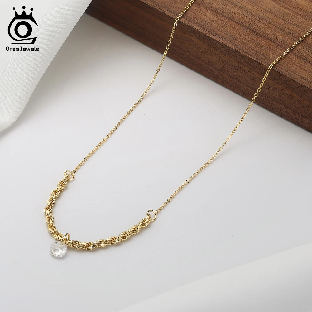 ORSA جواهر حساسة 925 Stelring الفضة قلادة مستديرة تشيكوسلوفاكيا قلادة رومانسية الزفاف المرأة الرقبة حبل سلسلة غرامة مجوهرات BQN26