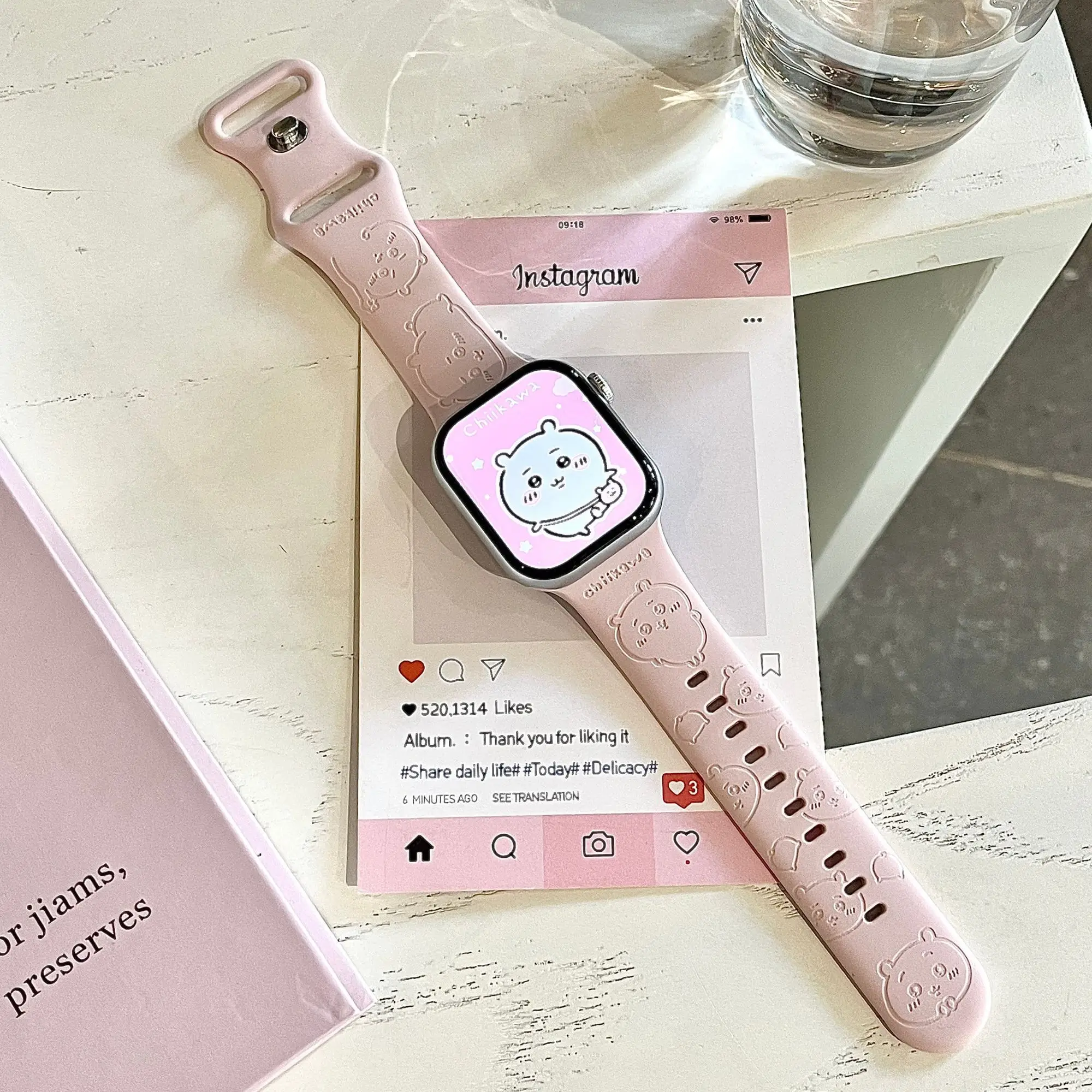Cute Chiikawa Silicone Watch Band Compatible for Apple Watch Series 11 10 9 8 7 SE Cartoon Print Soft Replacement Strap Kawaii
