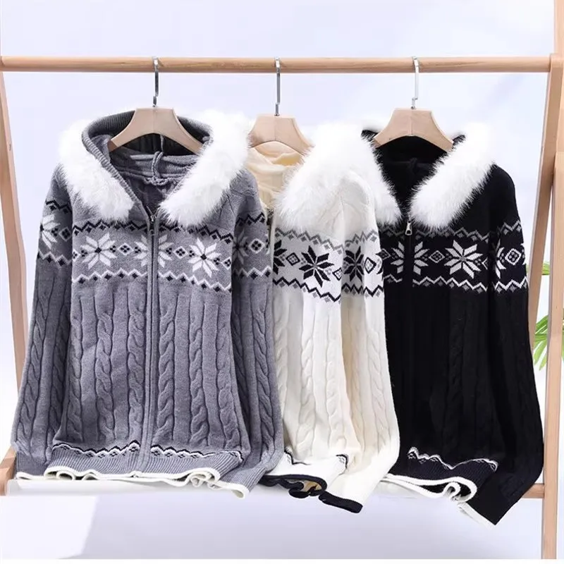 الخريف الشتاء سترة مشغولة من الصوف للرجال فضفاض الصوف Sweatercoat مقنعين عادية سميكة الدافئة سستة الحياكة سترة أبلى رجل