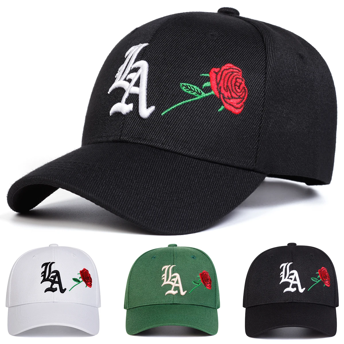 للجنسين القوطي LA روز التطريز قبعات البيسبول الربيع والخريف في الهواء الطلق قابل للتعديل قبعات عادية واقية من الشمس قبعة قبعة رياضية