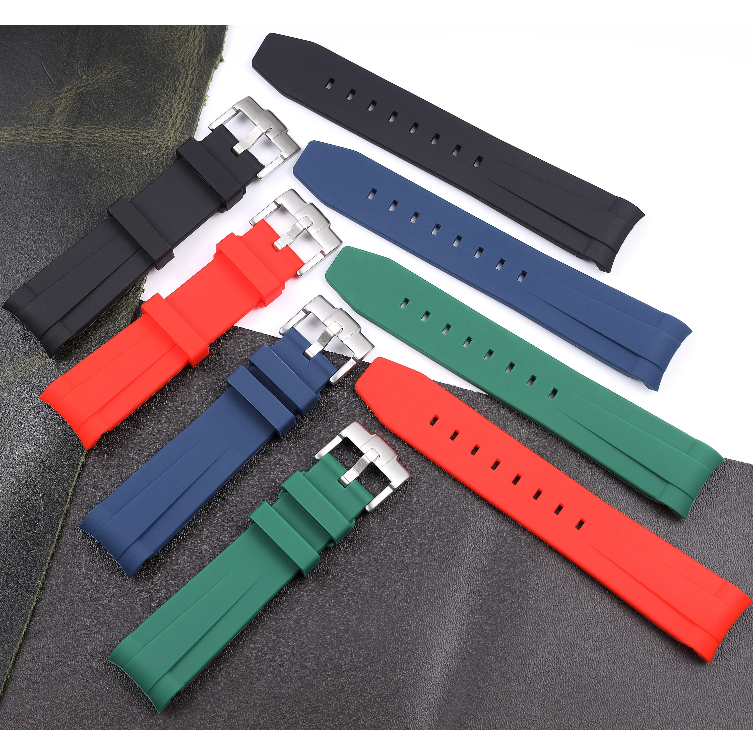 

20mm Rubber Strap For Rolex Submariner Daytona Curved End Silicone Waterproof Watch Band for Omega x Swatch Moonswatch Seiko