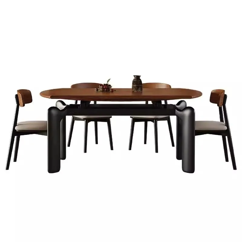 

#Modern Indoor Furniture Dining Room Family Indoor Dinning Table and Fabric Chair Set