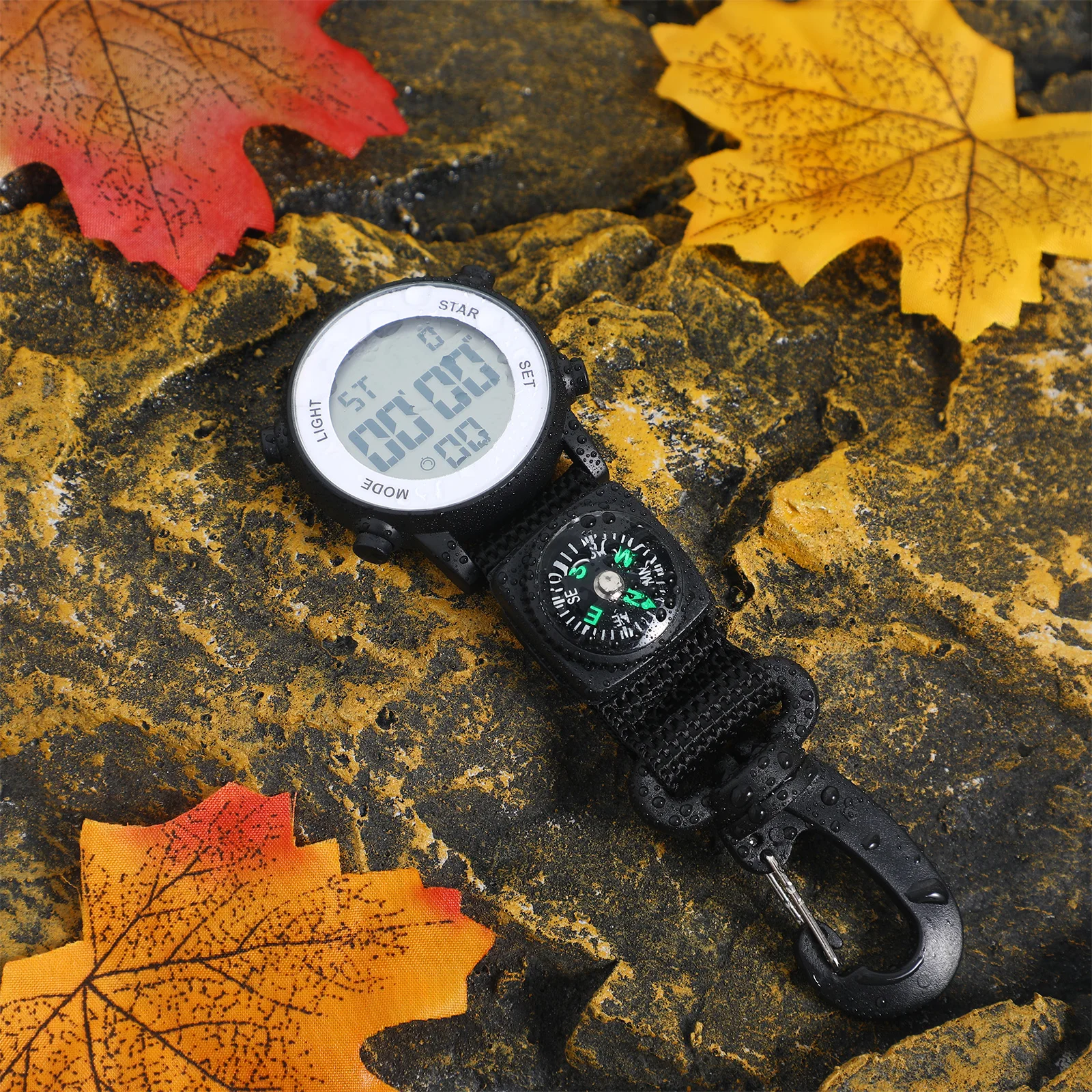 Digital Hanging Watch Electronic Pocket Watches Clip On Lcd Travel Hiking Small Belt Black Durable Outdoor Accessories