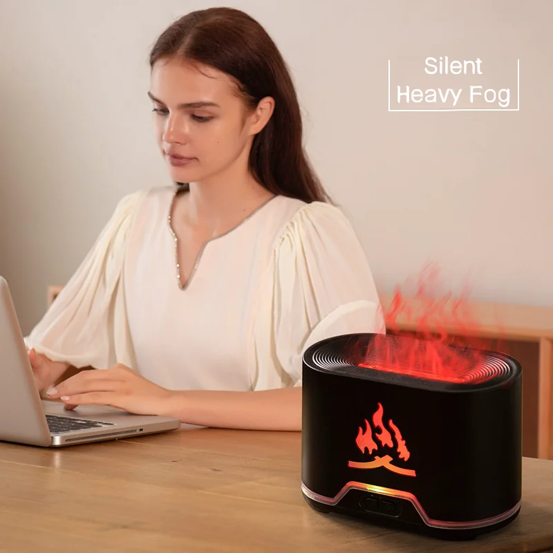 Remote Control USB Aromatherapy Diffuser,Simulated Flame Lamp,Air Humidifier for Home Bedroom Aroma Essential Oil Diffuser 300ml