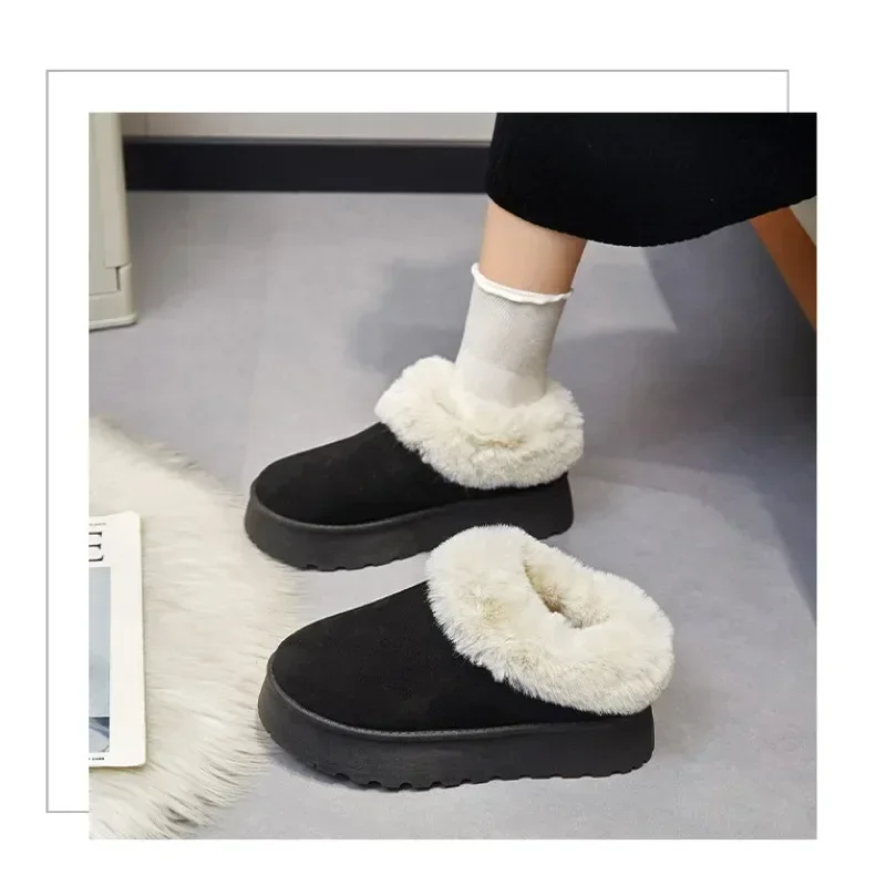 

Winter women's boots with half support fur shoes, thick soled warm, non slip and comfortable women's shoes, size 36-42