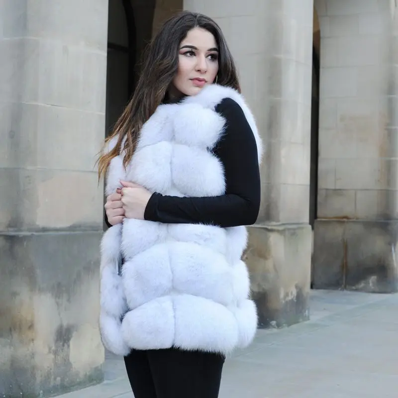 

QUEENTINA Women's Real Fox Fur Coat, 100% Natural, Fur Jacket, Round Collar, High Quality, Winter, Manufacturers, Wholesale