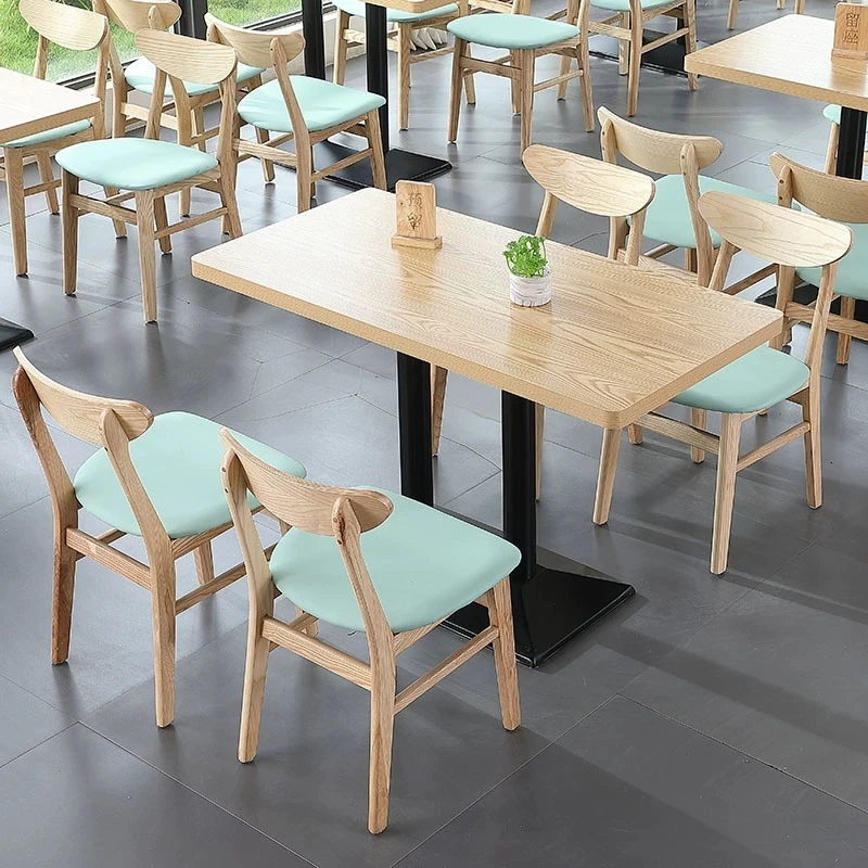 & Modern Trendy Fast Food Table Chair Set for Snack Desserts Burger Café Sofas Bar Booths Metal Material for Milk Tea Shop
