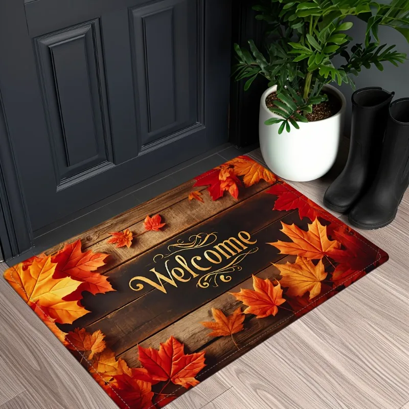 Autumn Maple Leaf Pattern Carpet Door Welcome DoorMat Decoration Living Room Bedroom Bedside Rug Bathroom Corridor Anti Slip Mat