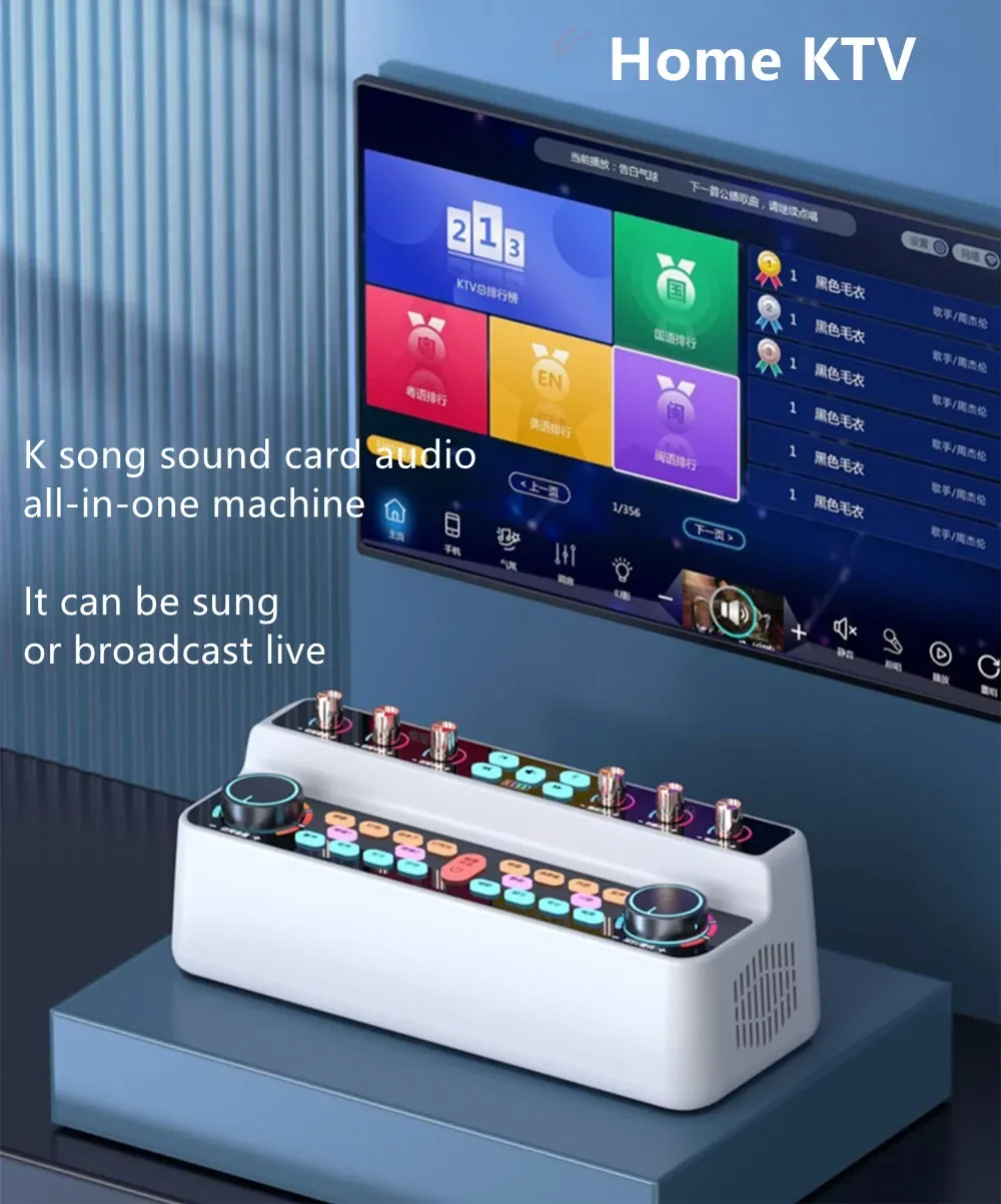 Bluetooth Speaker Mobile Phone Computer TV Karaoke Live Sound Card Dual Horn Stereo Audio AUX TF Player Wireless Microphone Set