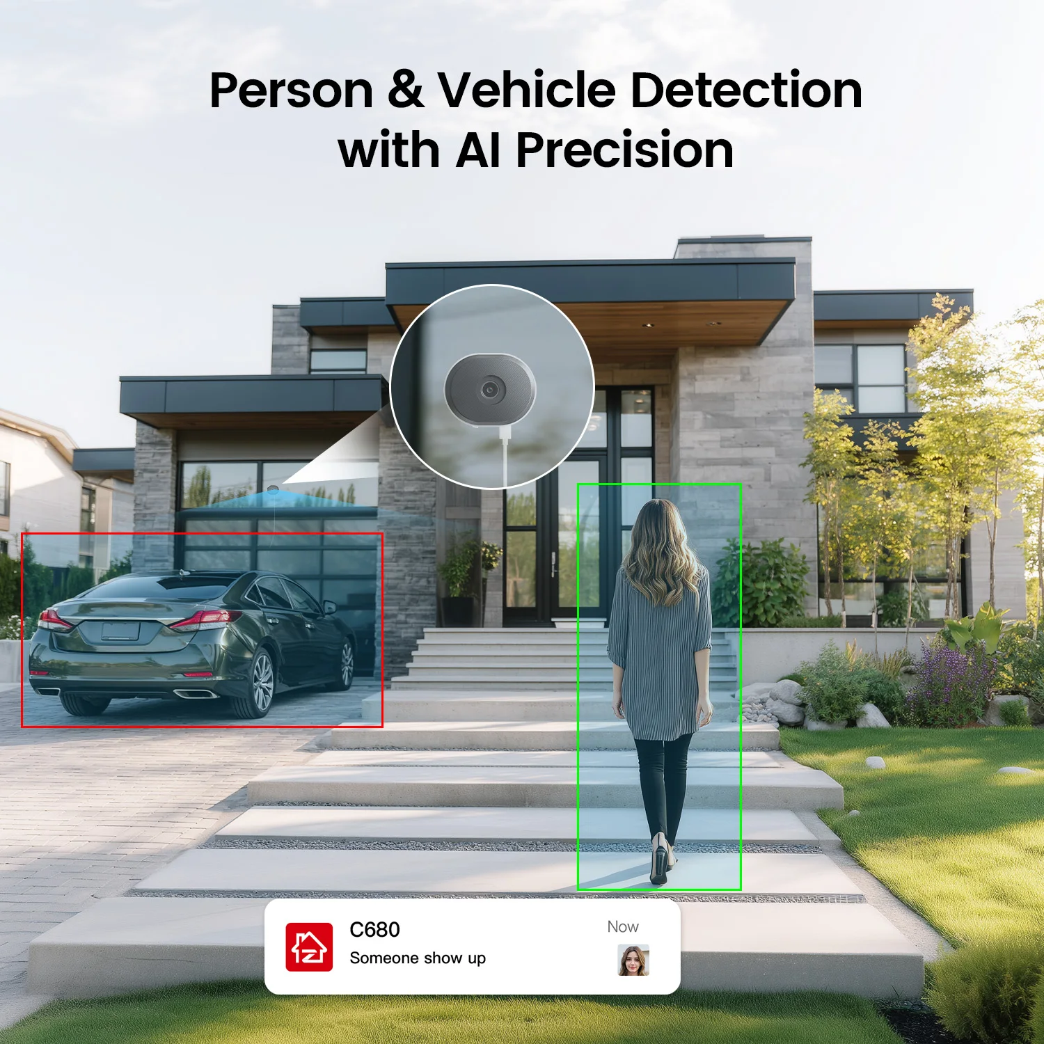 ZOSI C680 2K Window Security Camera Full Color Night Vision 3MP Indoor Plug-in WiFi Surveillance Camera for Home Security