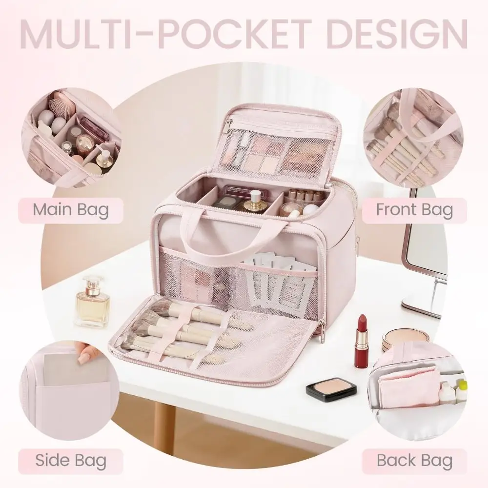 Large Capacity Travel Toiletry Bag Puffy Design Dry-wet Separation Cosmetic Bag Mesh Pocket Waterproof Toiletries Organizer