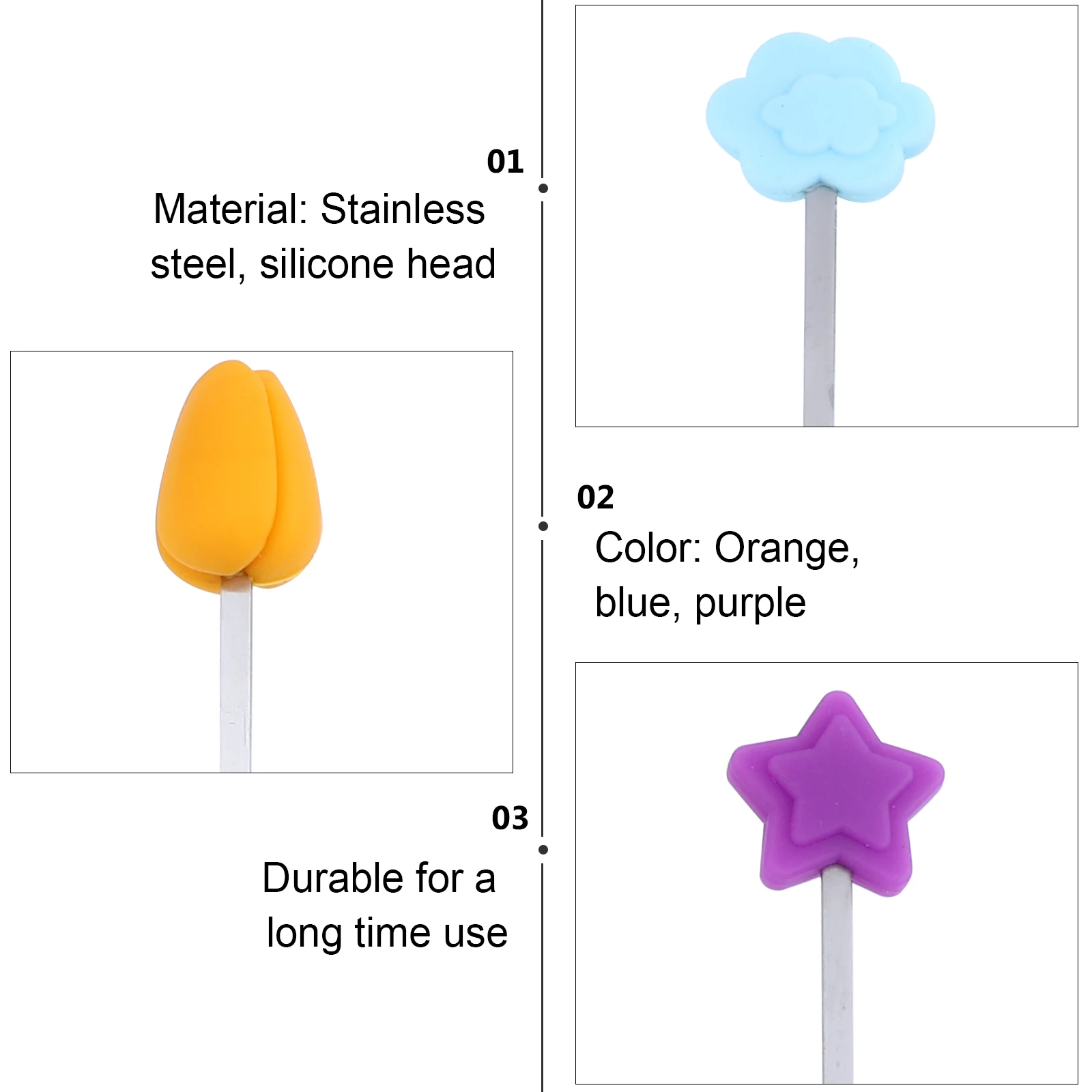 

3pcs Milk Powder Stirring Stick Silicone Handle Baby Milk Mixer Stainless Steel Portable Beverage Stirrer For Iced Tea Coffee