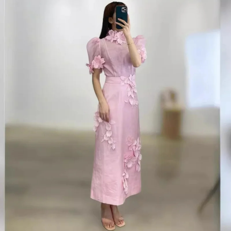 

High-End French Gentle Tea Break Elegant Socialite Floral Lace Exquisite Beautiful Dress Long Dress Thirteen Lines