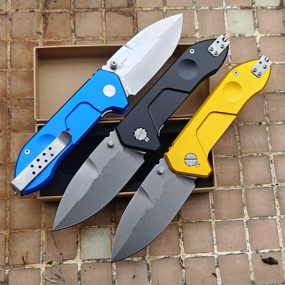 JUFULE New Frame Rock Aluminum Alloy Handle Ball Bearing Manual Camping Hunt Fishing Hike Outdoor EDC Tool Folding Utility Knife