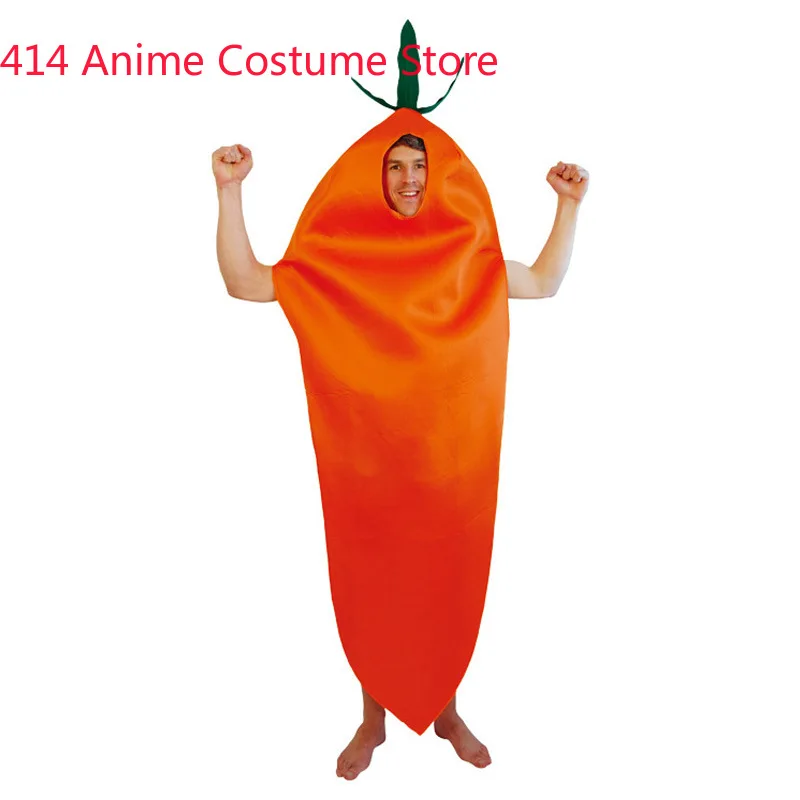 Unisex Vegetable Carrot Costume Tunic Sponge Suit Adult Men Women Funny Purim Halloween Party Fancy Dress Cosplay