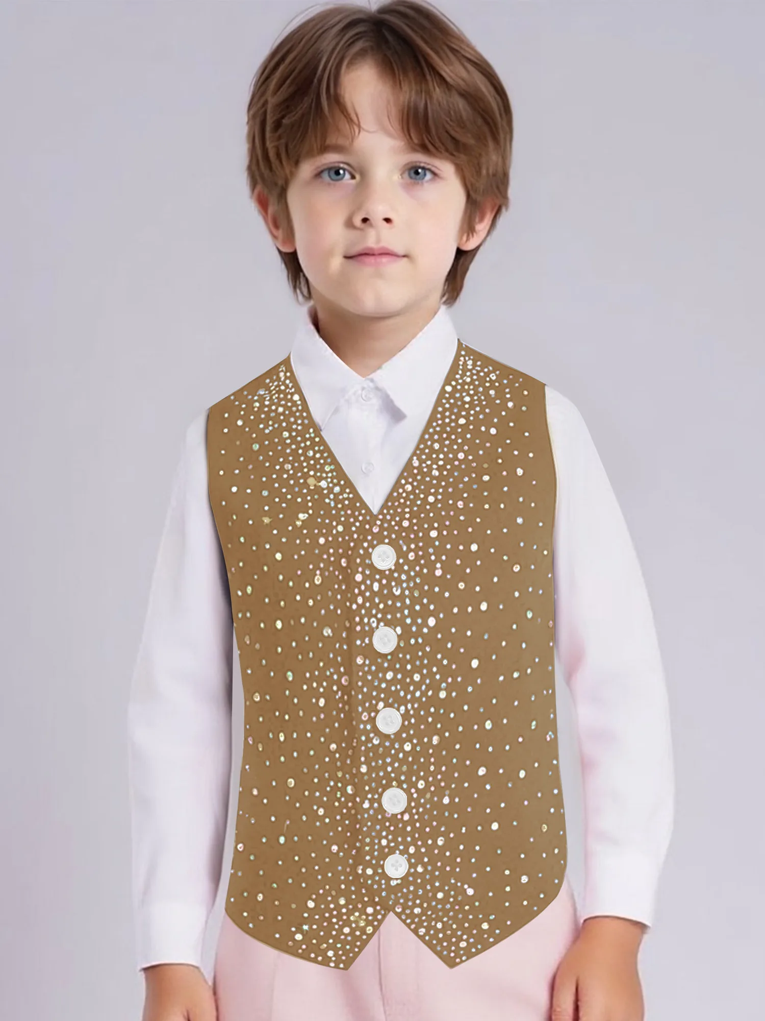 Gilet da smoking per ragazzo Bambini Abiti da uomo Gilet Bambini Scollo a V Gilet senza maniche Abito formale Uniformi scolastiche per feste di matrimonio