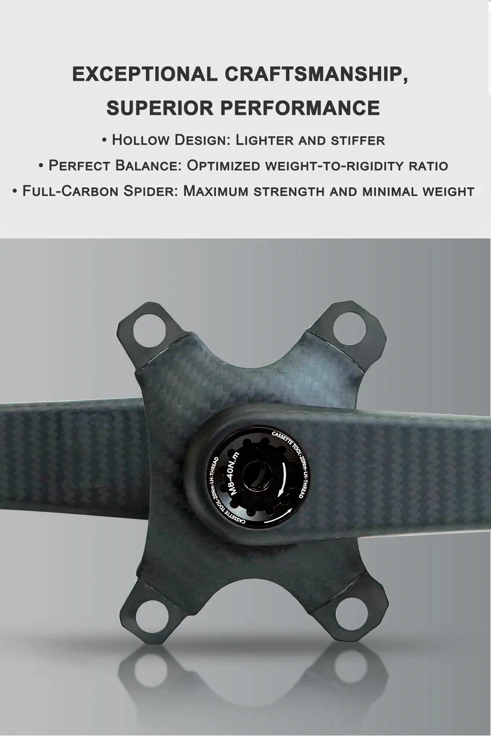 Carbon-Kurbelgarnitur für Rennräder, 155mm-175mm Länge, DUB 24mm Titan-Spindel für 110BCD Spider Spec EASTON Interface Kurbelgarnitur – Detail 8