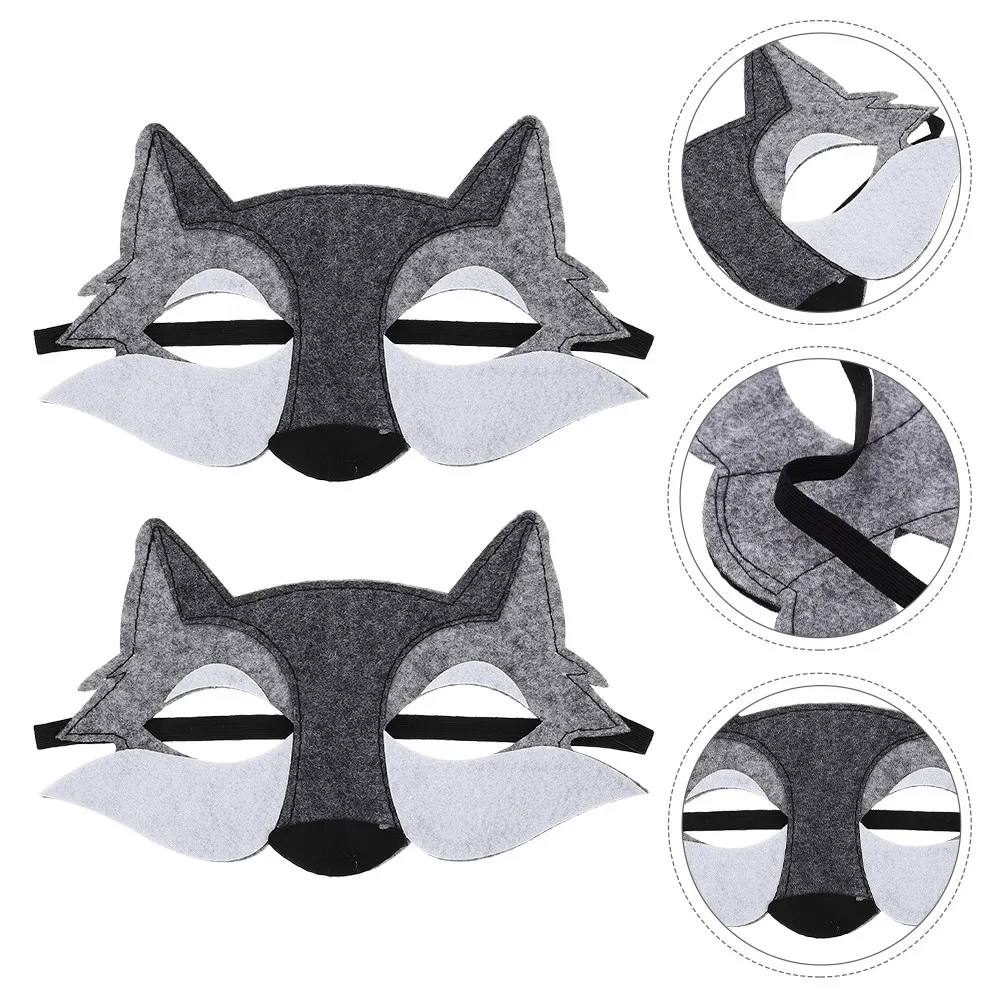 10Pcs Wolf Felt Half Face Mask Halloween Costume Animal Cosplay Party Dress Up Masquerade Accessories Halloween Wolf Mask