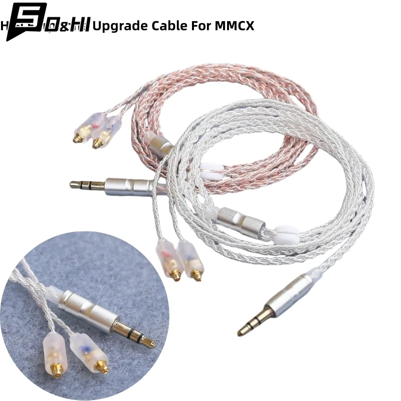 HiFi Earphone Upgrade Cable MMCX 3.5mm 1.2m Silver Plated Core Cable For Sennheiser IE200/IE300/IE600/IE900/AKG N5005/N30