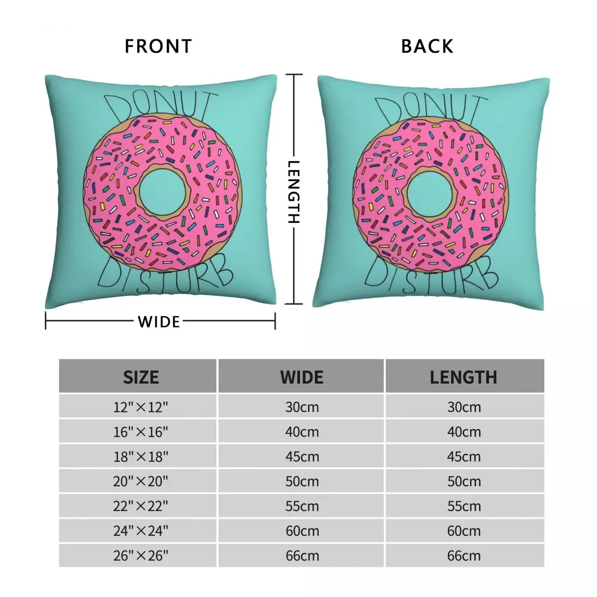 Donut Disturb Square Pillowcase Polyester Linen Velvet Pattern Zip Decor Throw Pillow Case Sofa Cushion Cover