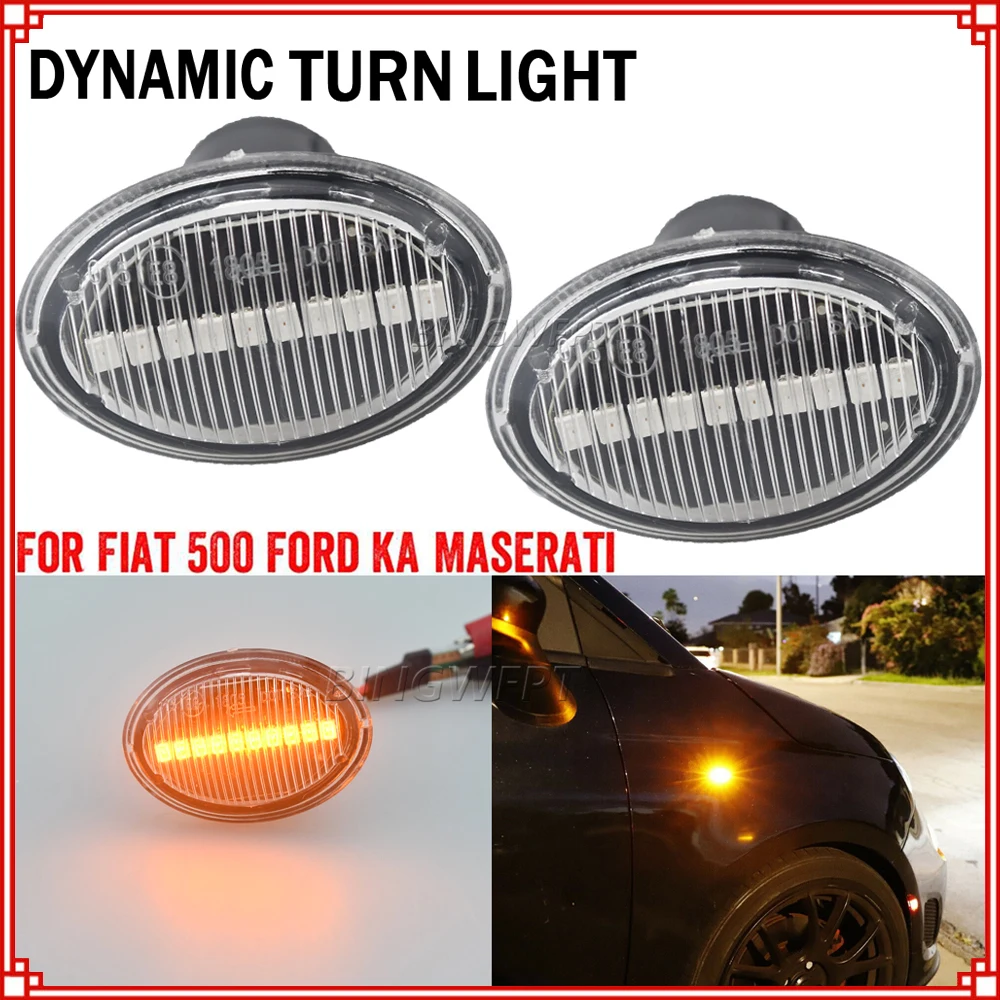 

2PCS Car LED Turn Signal Side Marker Light For Fiat 500 For Maserati Ford KA Lancia Lybra Ypsilon Alfa 4C Dynamic Repeater Lamp