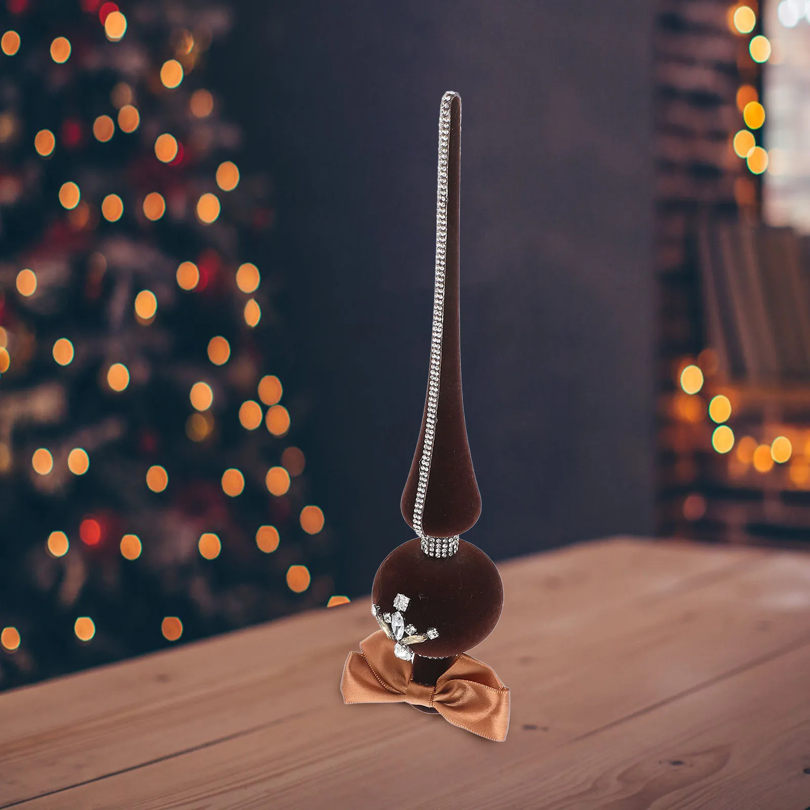 

Vintage Christmas Tree Topper Soft Flocked Texture Adorable Gourd Shape Xmas Tree Decoration Festive Home Decor