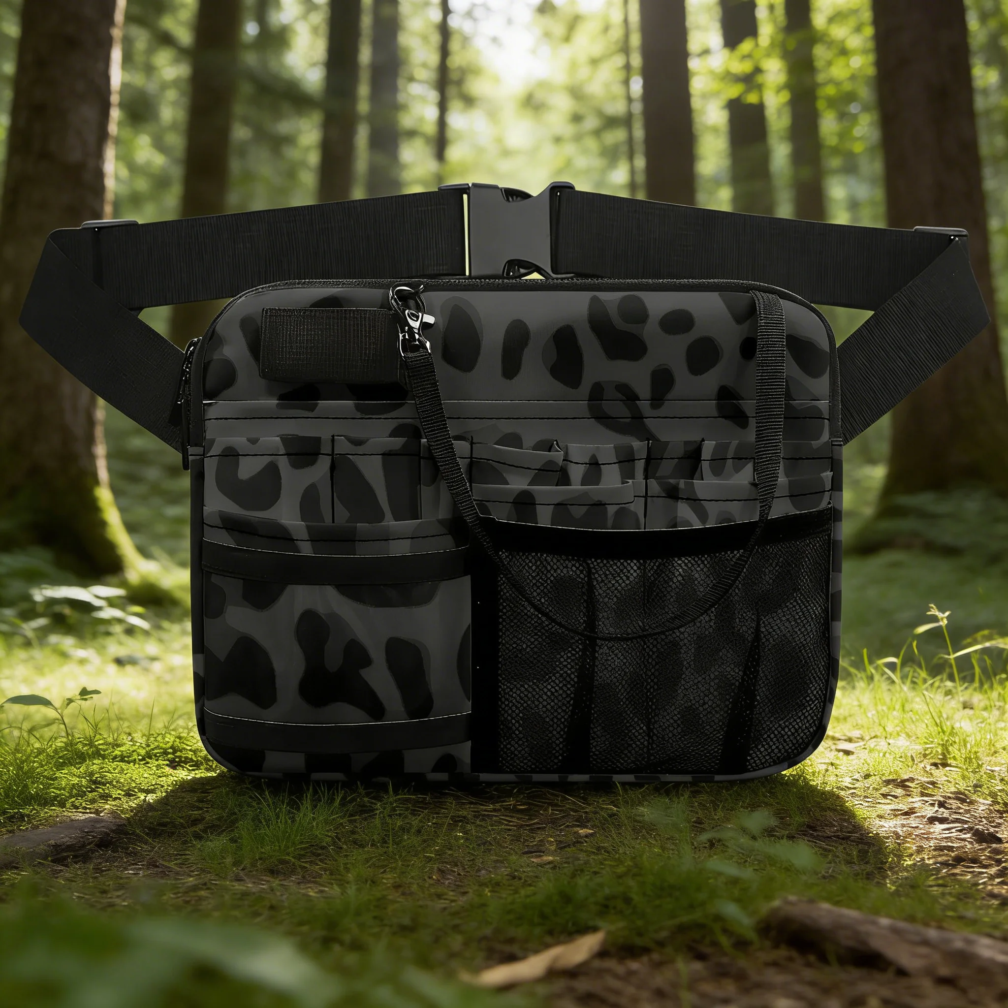 

Multi Pocket Red Leopard Print Nurse Waist Bag, Adjustable Medical Utility Fanny Pack, Large Capacity Organizer for Nurses, s &