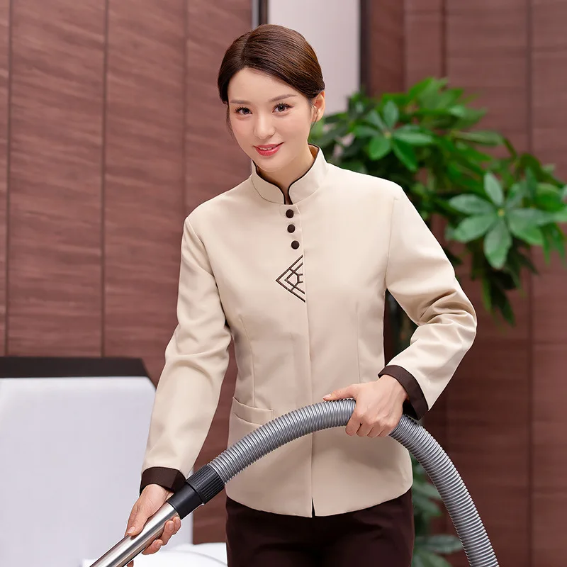 Service Uniform Long Sleeve Property Cleaning Work Clothes Autumn and Winter Wear PA Guest Room Aunt Cleaner Clothing M